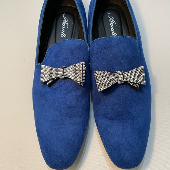 Amali Royal Blue Loafers with Crystal Bow Shoes Size 15 SB-6 main image 4